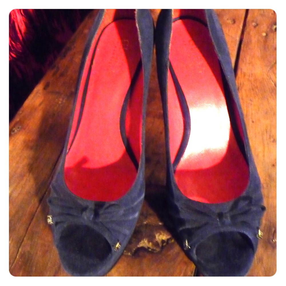 Blue Suede Guess Platform Heels
